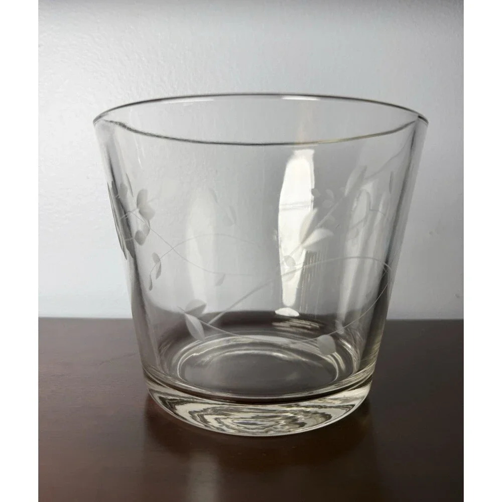 Vintage Princess House Heritage Crystal Ice Bucket Etched Flowers